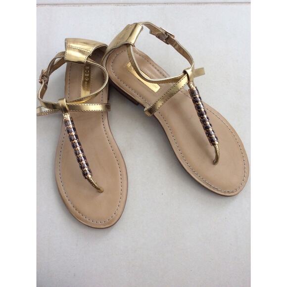BCBGeneration Balan Flat Sandals Thongs Gold Metallic - Picture 1 of 11